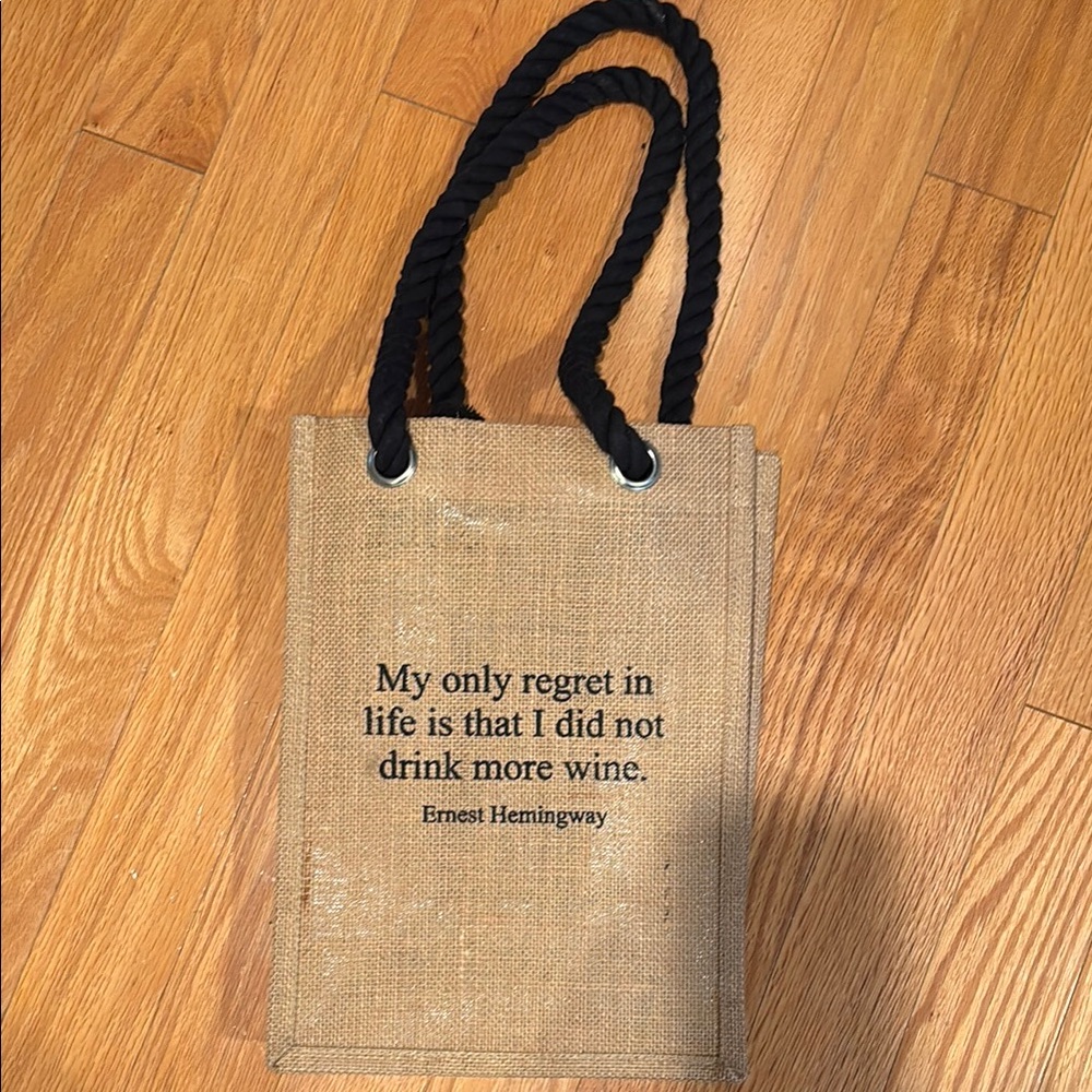 Canvas Wine Tote with Quote